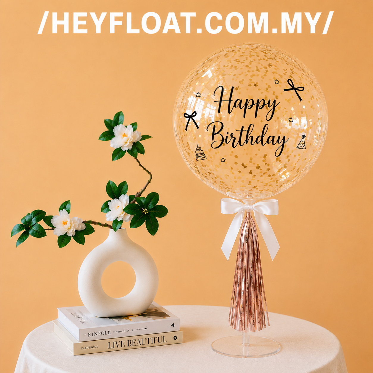24 Inch Classic Confetti Bubble Balloon Table Stand Air Filled for Birthday Party Decoration Malaysia