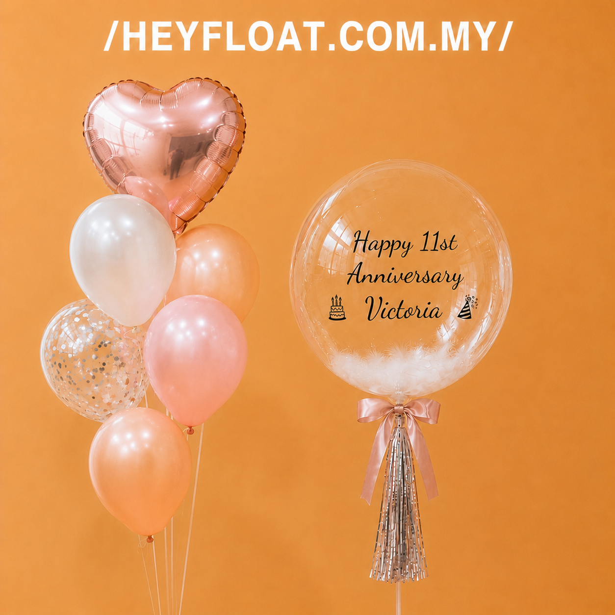 24" Evermore Bubble Balloon Bunch (Helium Air).