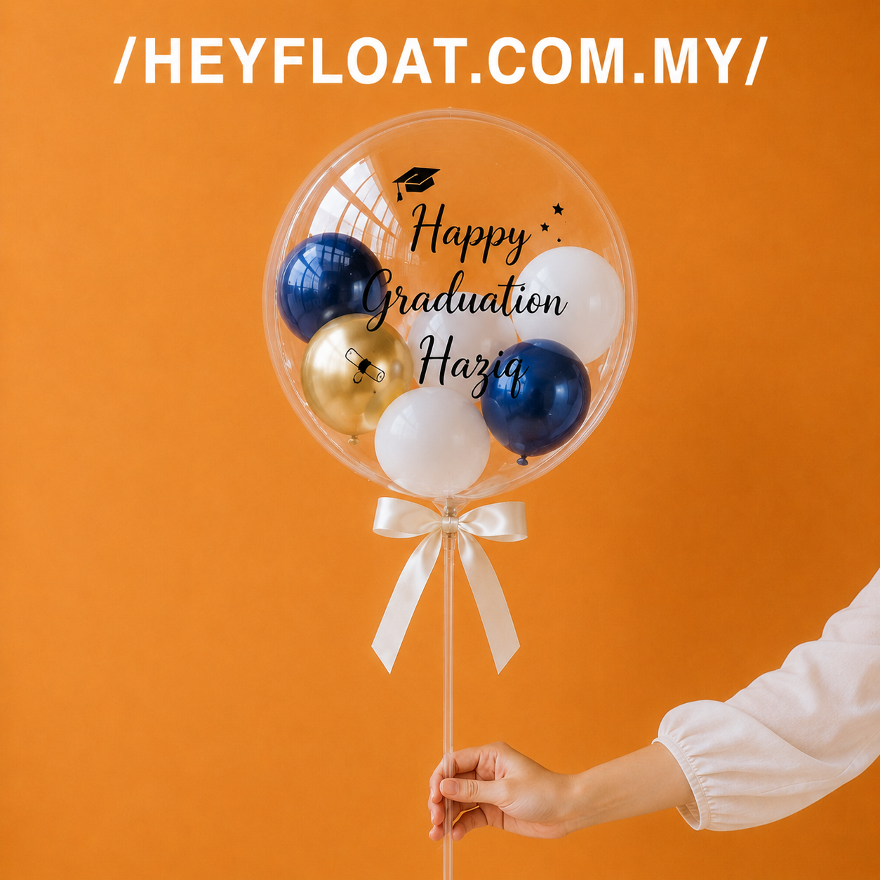 24 Inch Personalised Graduation Bubble Balloon Air Filled for Graduation Celebration Malaysia