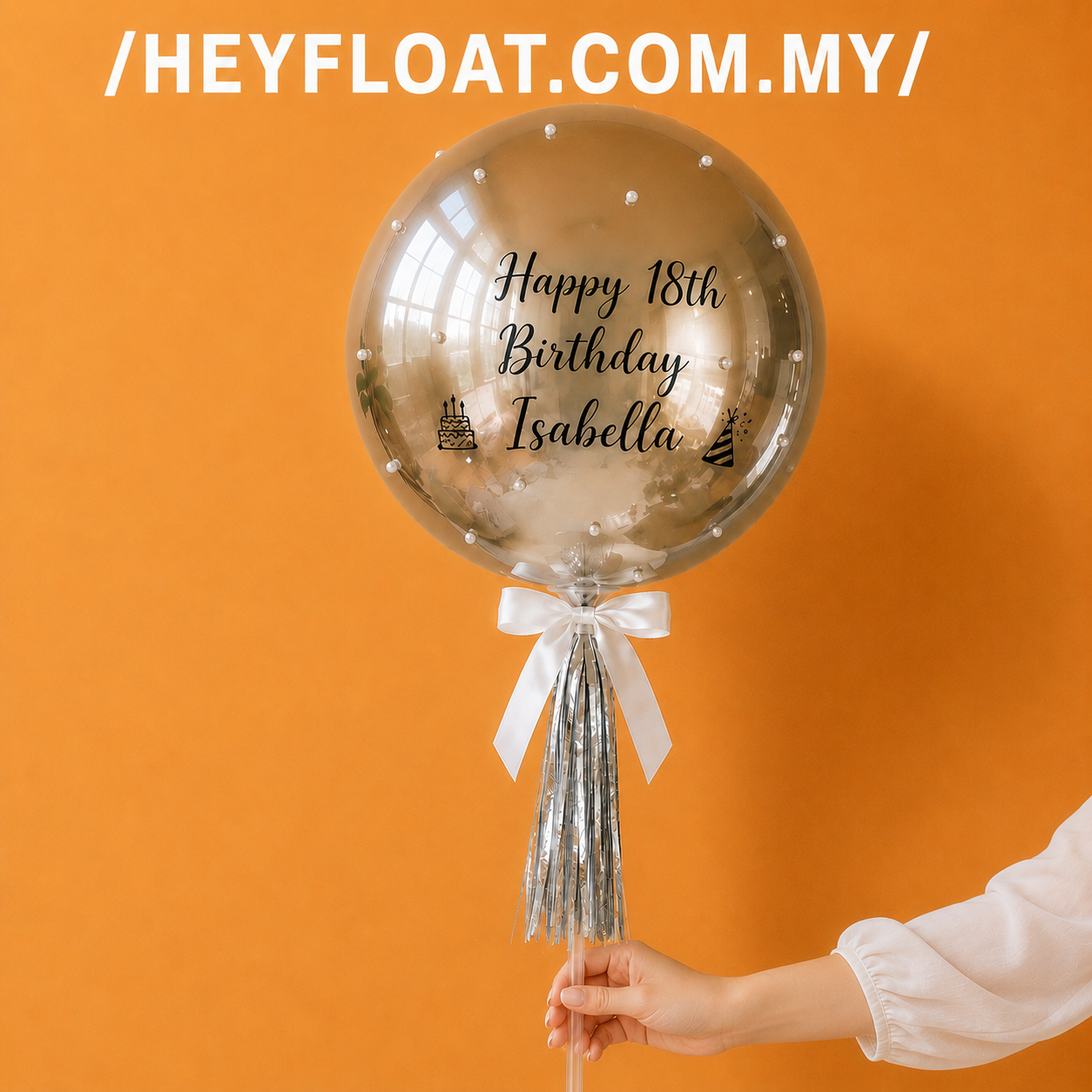 24 Inch Isabella Pearl Bubble Balloon Table Stand Air Filled for Birthday Celebration Malaysia