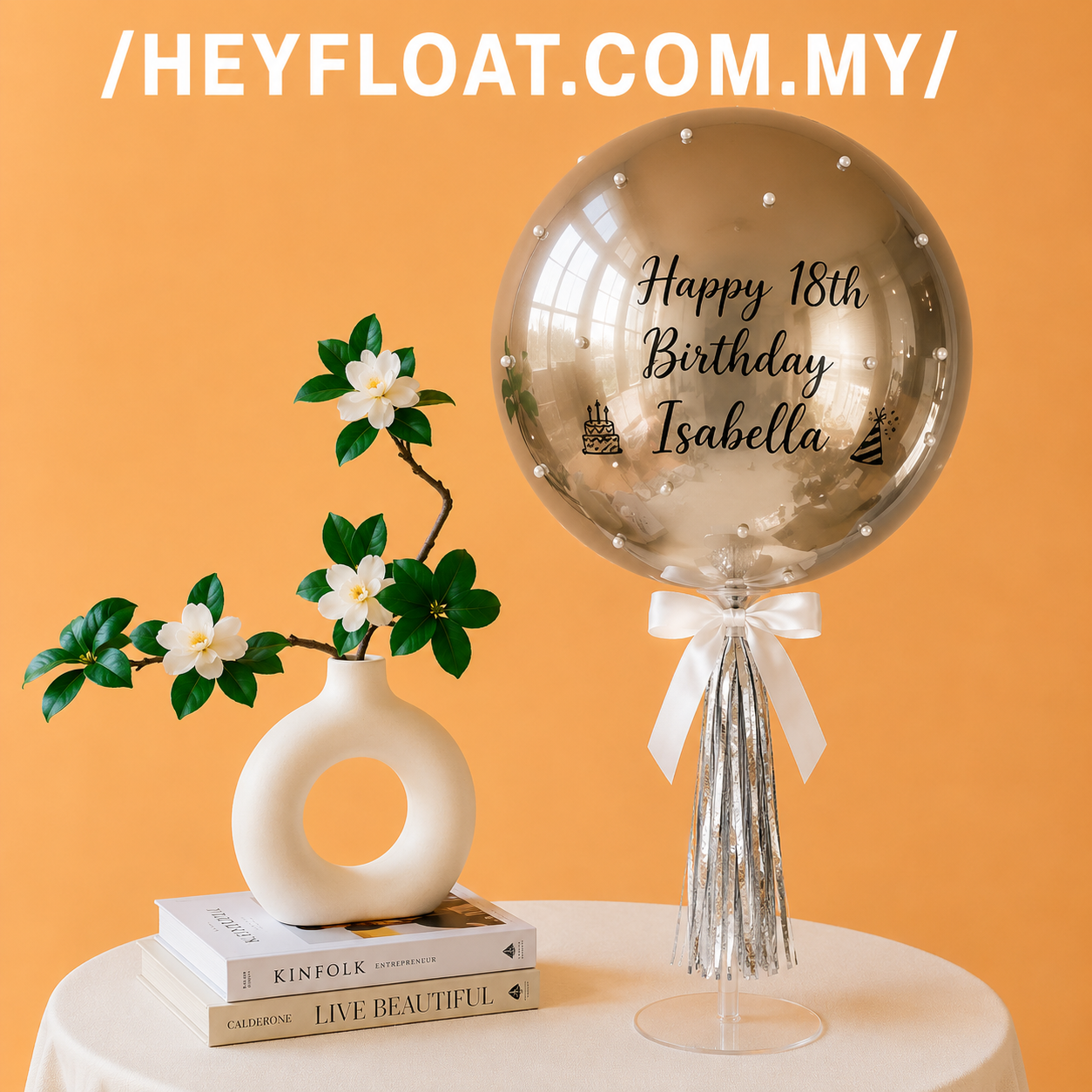 24 Inch Isabella Pearl Bubble Balloon Table Stand Air Filled for Birthday Celebration Malaysia