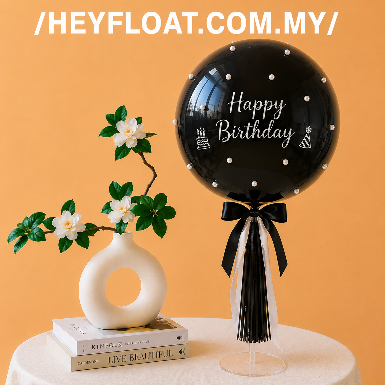 24 Inch Isabella Pearl Bubble Balloon Table Stand Air Filled for Birthday Celebration