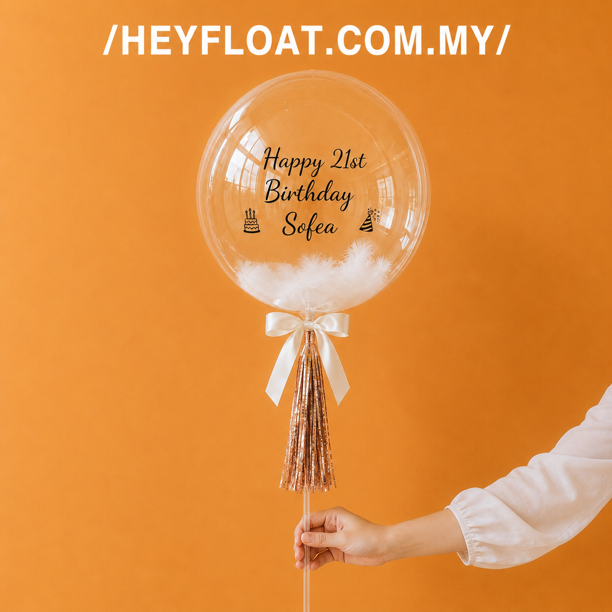24 Inch Sofea Feather Bubble Balloon Air Filled for Birthday Celebration Malaysia