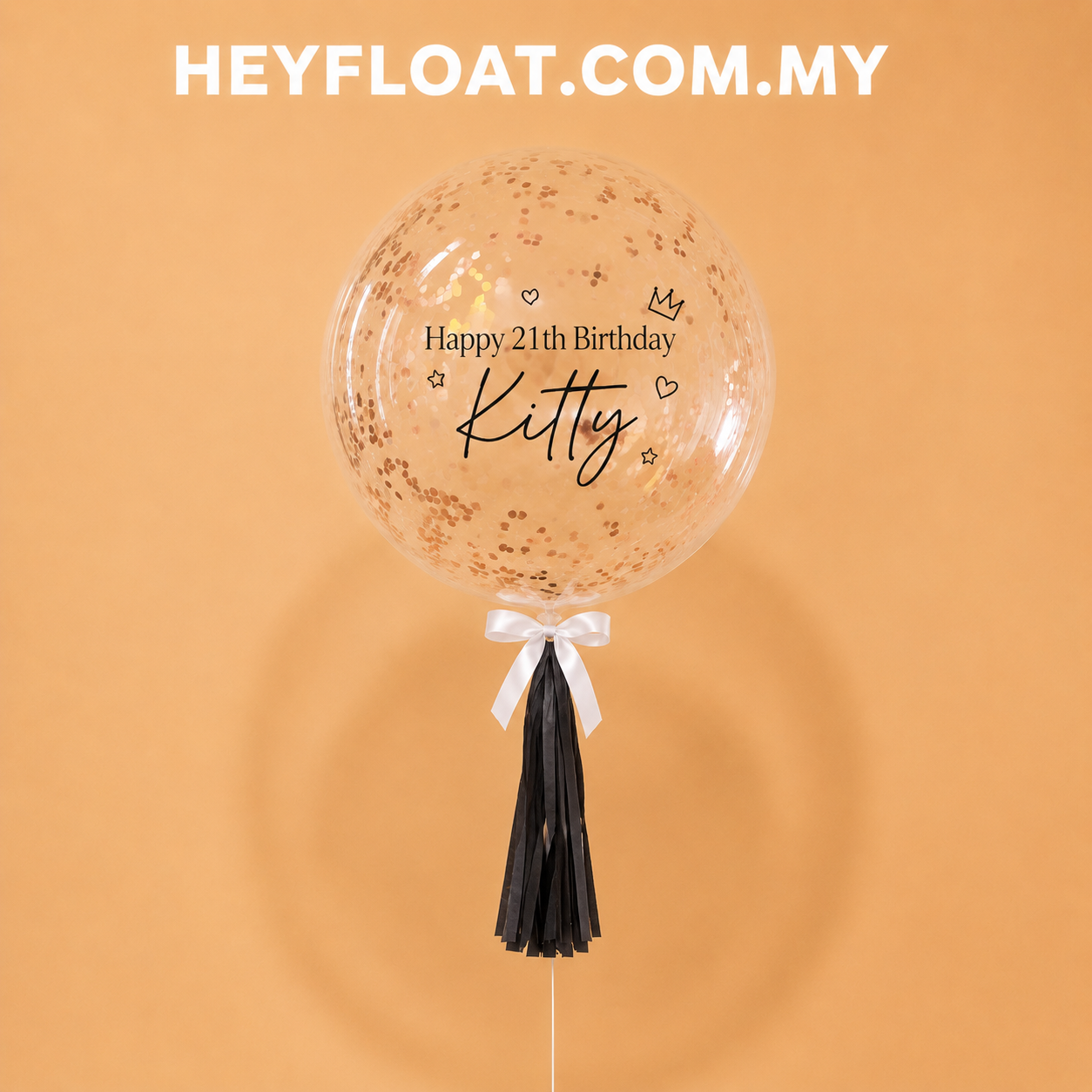 24" Sparkle Confetti Bubble Balloon personalised birthday balloon gifts Malaysia