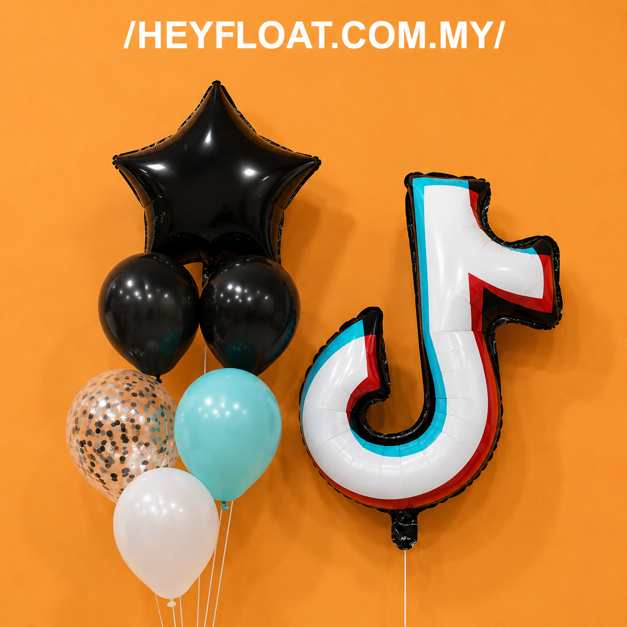 Social media theme balloon bunch with black star and colourful foil balloons Malaysia