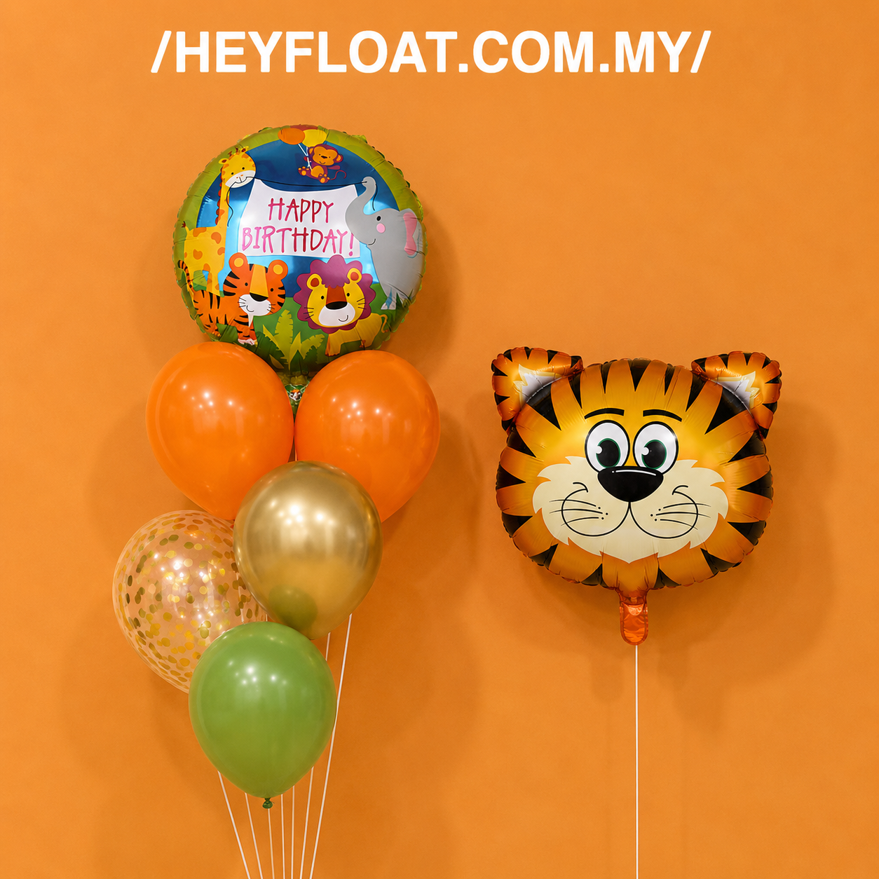 Tiger Balloon Bunch with helium balloons for birthday celebration Malaysia