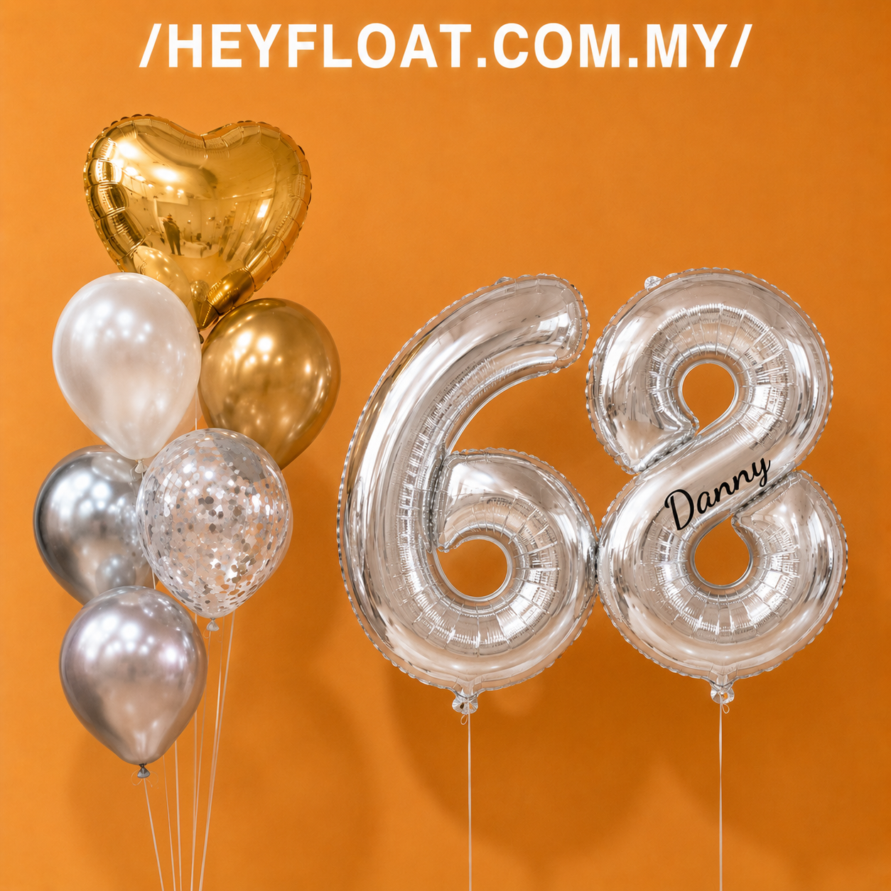 Alexander number foil balloon bunch with personalised bubble balloon In Penang, Malaysia