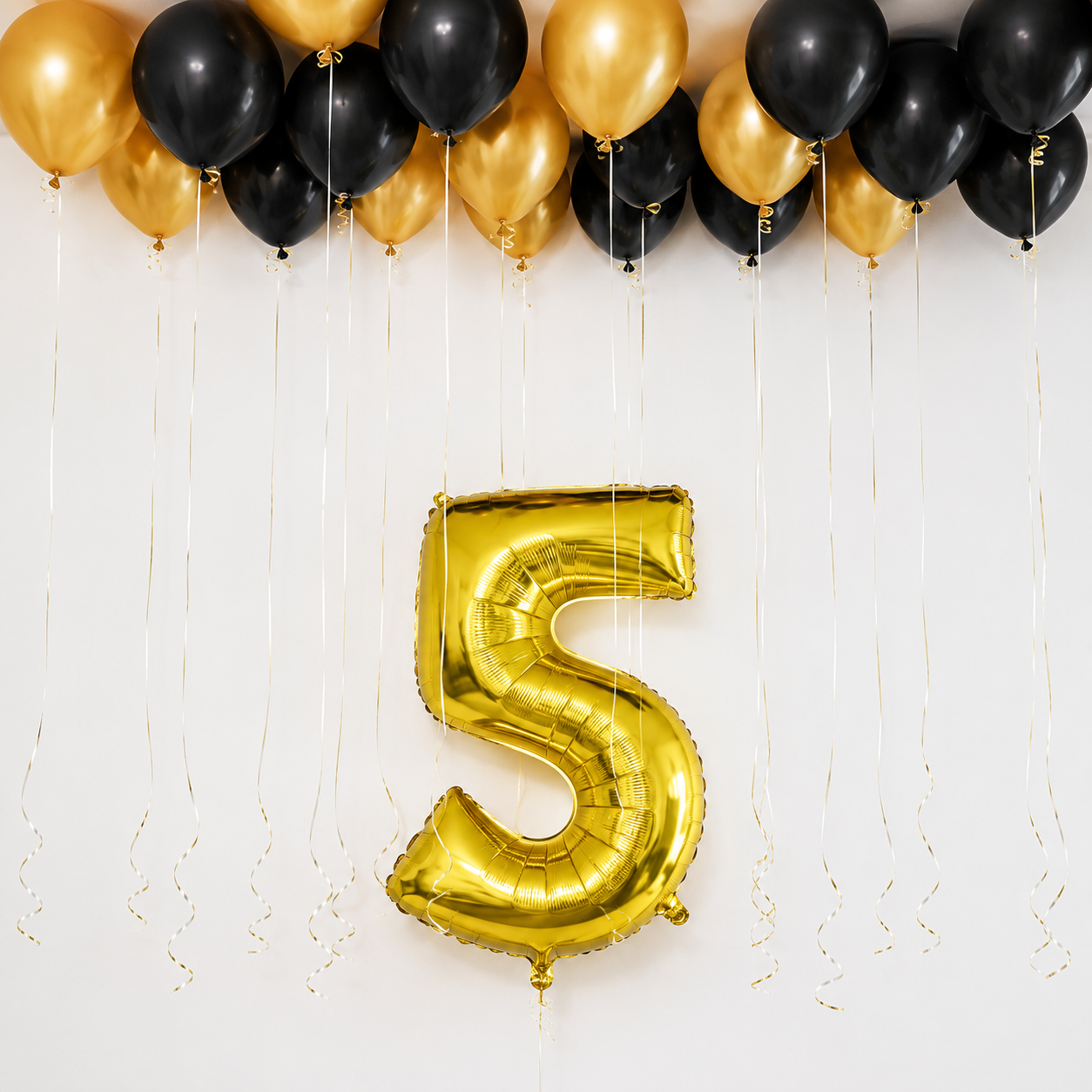 Aston black and gold ceiling balloon DIY package with gold number balloon in Malaysia