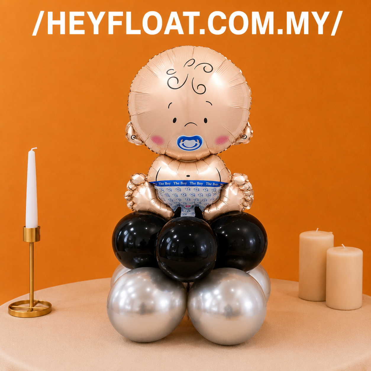 Baby balloon column with pink and silver balloons for baby shower in Penang