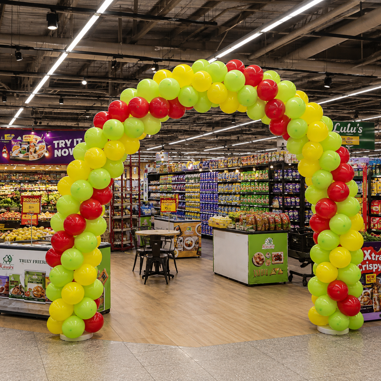 Corporate event grand opening 3 colour classic balloon arch Penang Malaysia