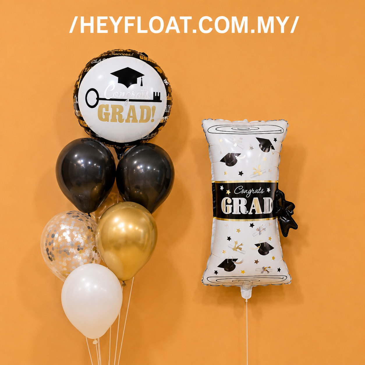 Graduation Diploma Balloon Bunch with Graduation Diploma Foil Balloon and Helium Balloons Malaysia