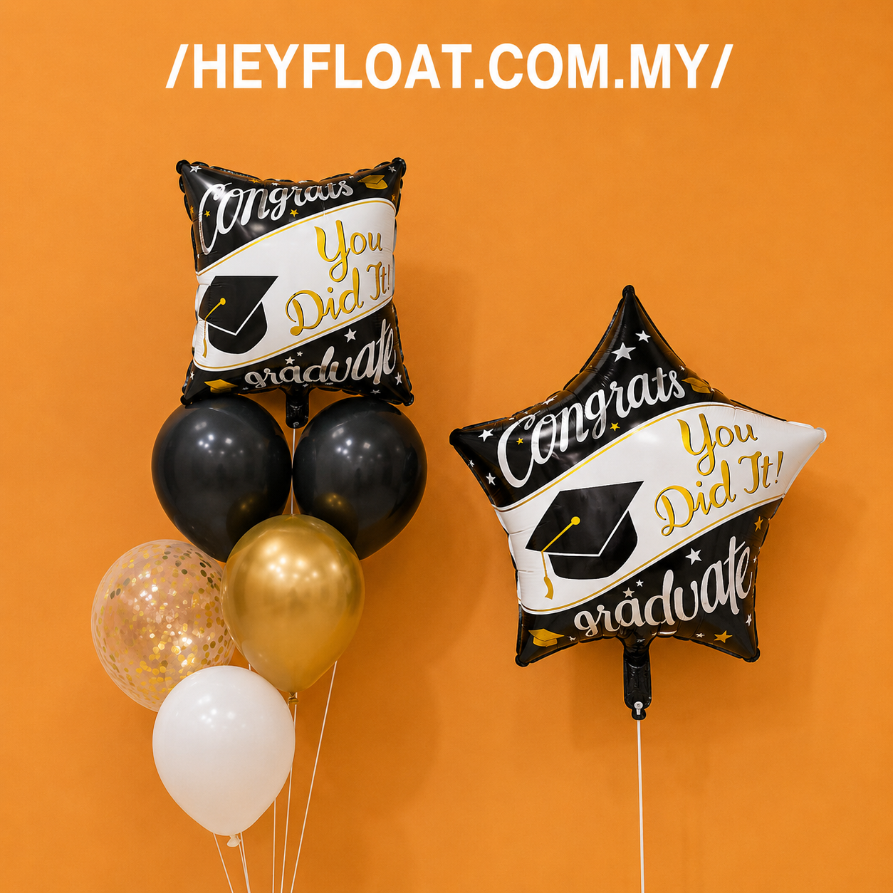 Graduation Balloon Bunch with Graduation Foil Balloon and Helium Balloons for Graduation Celebration Malaysia