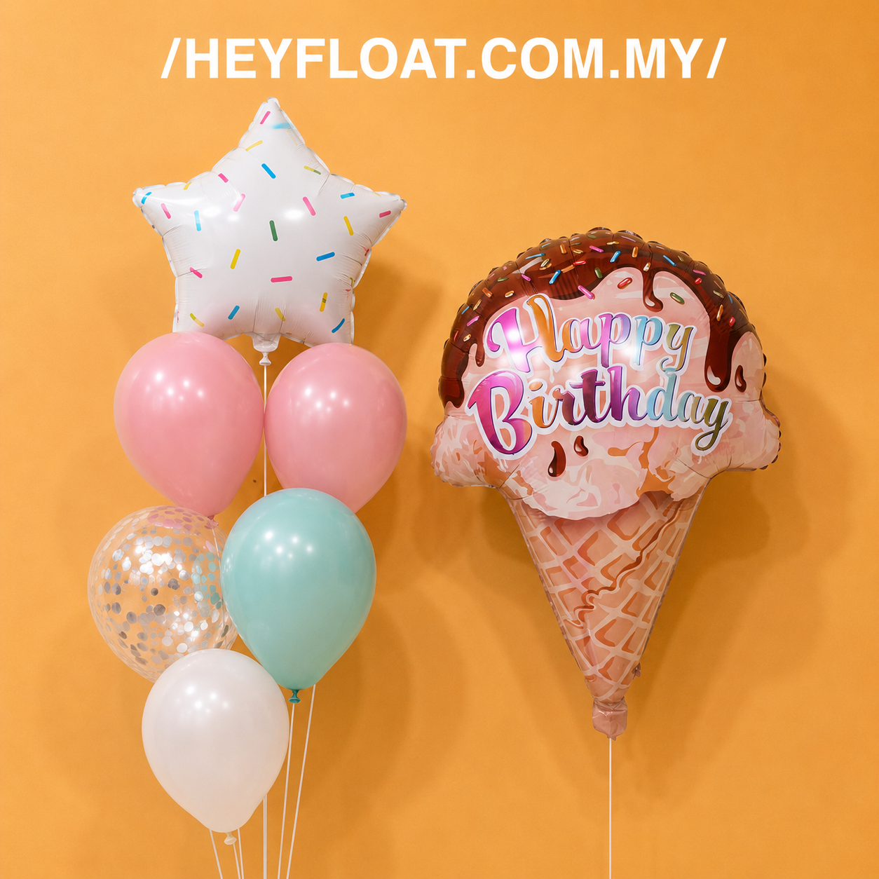 Ice Cream Birthday Balloon Bunch with Ice Cream Foil Balloon for Birthday Party Malaysia