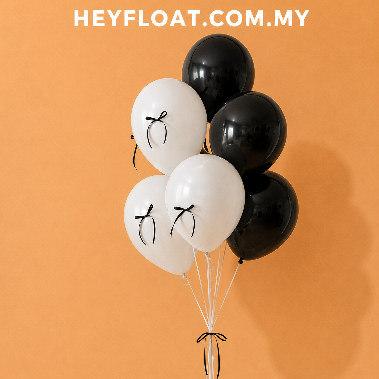 Noir Black and White Latex Balloon Bunch with Bow Details Malaysia