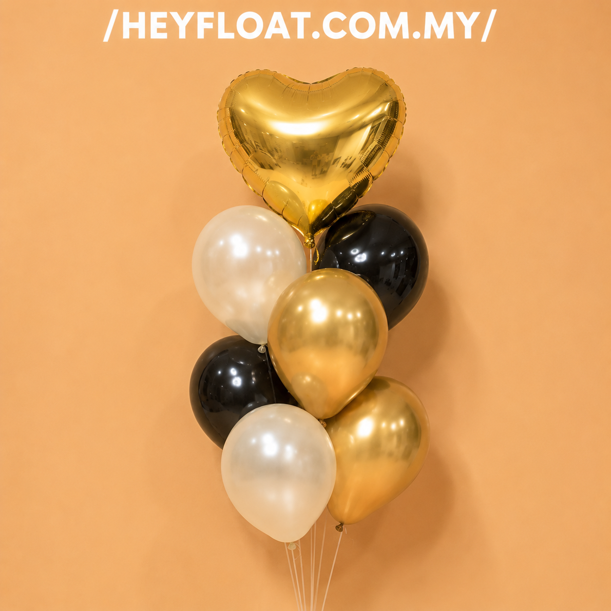 Regal Chrome Gold Black and Pearl White Latex Balloon Bunch Malaysia